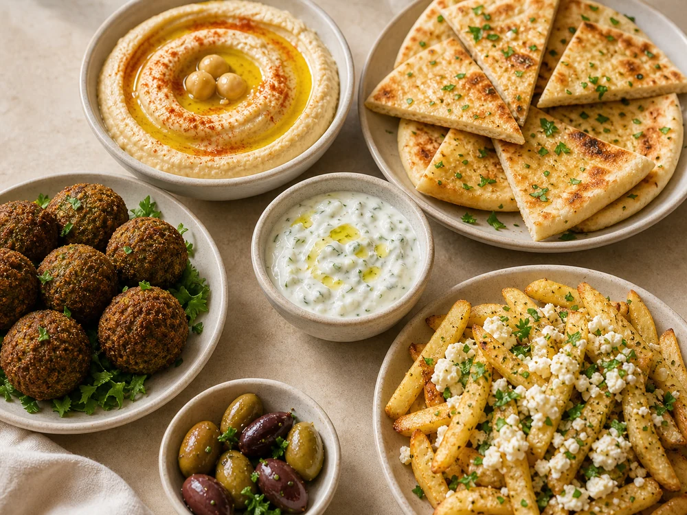 Hummus & Pita plated food photo